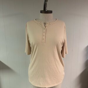 Torrid Nude colored Henley Short Sleeve Top